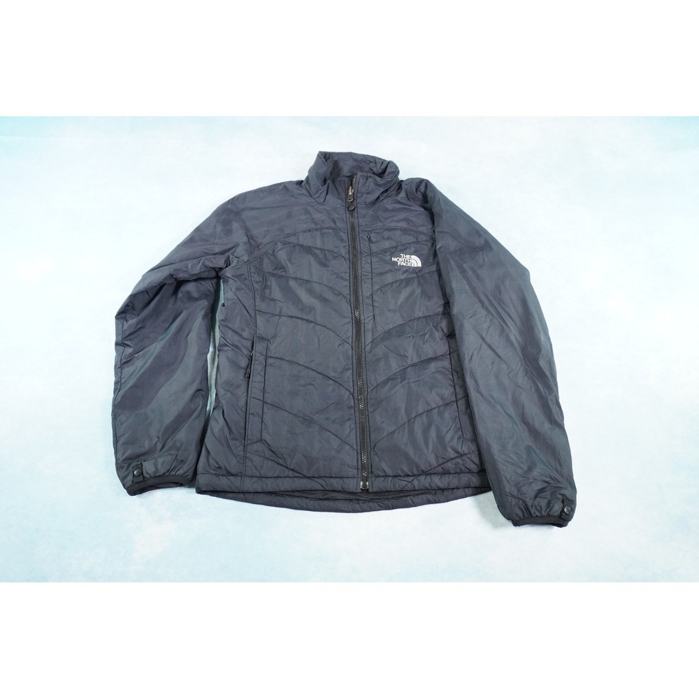 The North Face Primaloft Puffer Jacket Womens M Black Insulated Full Zip Quilted